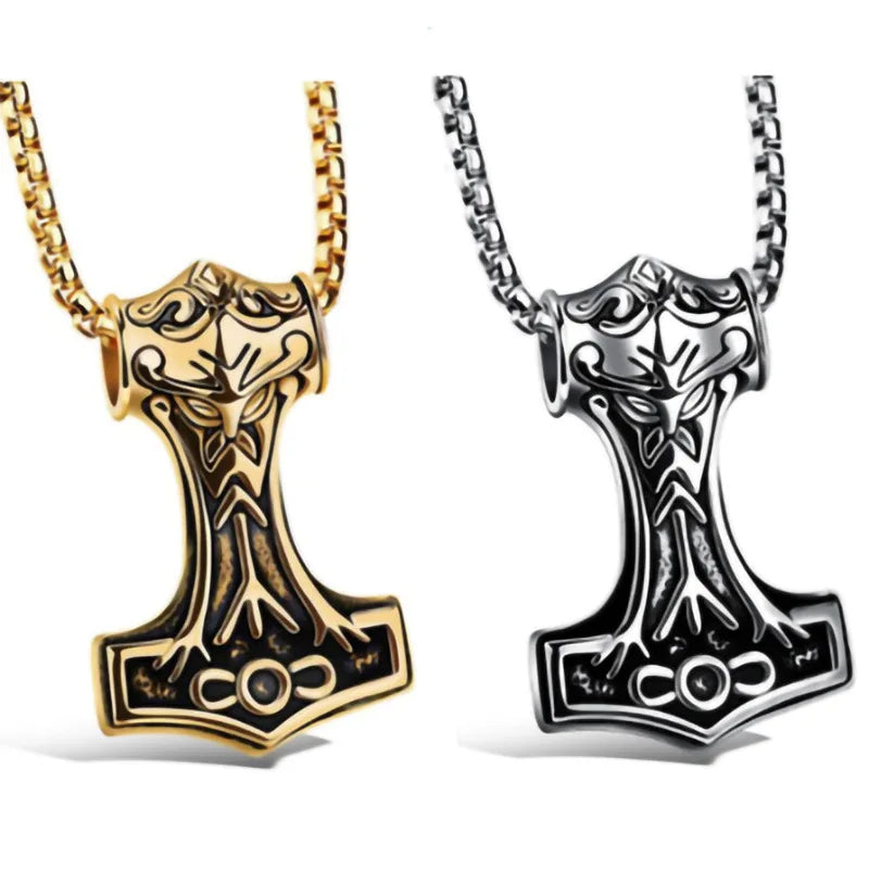 Mens Jewellery Hammer of Thor Titanium Necklace for Men Vintage Stainless Steel Jewelry Hip Hop Necklace Collar Hombre