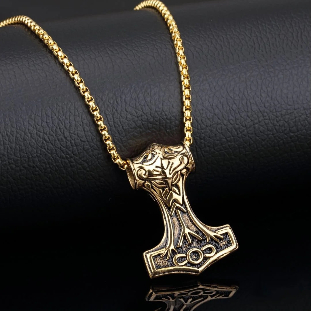 Mens Jewellery Hammer of Thor Titanium Necklace for Men Vintage Stainless Steel Jewelry Hip Hop Necklace Collar Hombre